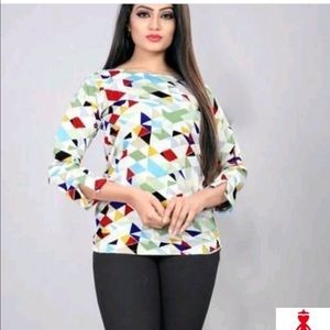 Stylish Polyester Crepe Printed Women's Top